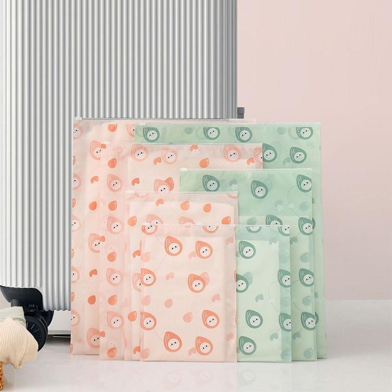 Portable PE Storage Bag Green Pink Multi-sizes Zipper Sealing Bag High Quality Cartoon Nuts Organizing Package Pouch 1