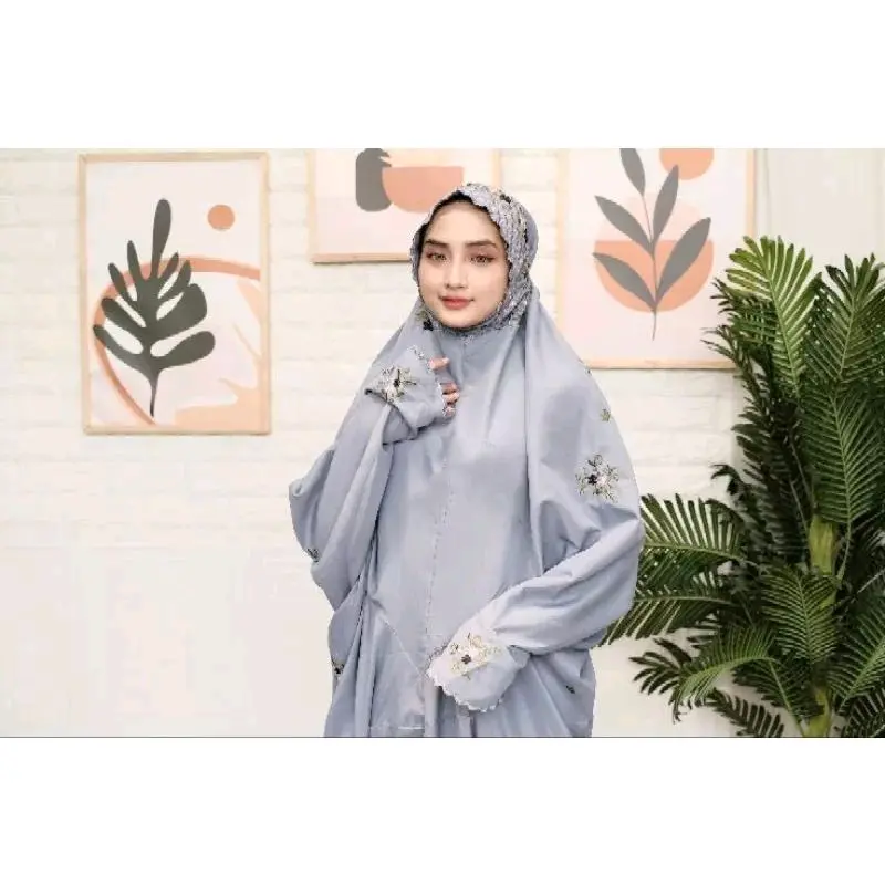 MUKENA DEWASA TERUSAN BERWARNA MOTIF BORDIR TABUR BUNGA, MUKENAH DEWASA LAJURAN LANGSUNGAN PANJANG DEWASA VARIASI WARNA PUTIH, PINK, MOCA, COKSU, COKLAT, BIRU, HIJAU, KREM, ABU-ABU, NAVY, LILAC BAHAN POLINO MICRO NYAMAN RUKOH POCONG KEKINIAN ALA KOREA 6