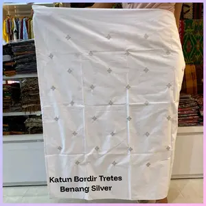 Kamen Katun Lembaran Bordir Benang Gold/Silver Berbagai Motif