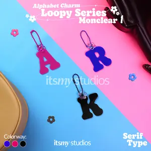 itsmy studios - Serif Alphabet Charm Loopy Series Monclear 1 - Bag Charm dan Keychain Custom Inisial Nama Huruf Akrilik Simpel - Aksesoris Gantungan Tas dan Kunci Motor Lucu Aesthetic