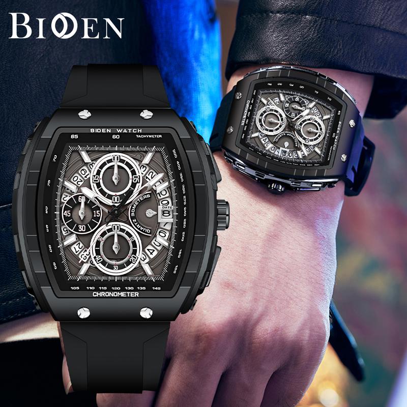 【003Harga telah diganti, cepat beli】BIDEN Jam Tangan Pria Anti Air Olahraga Multifungsi Tali Silikon Pria Jam Tangan Cowok Original YNR028 1