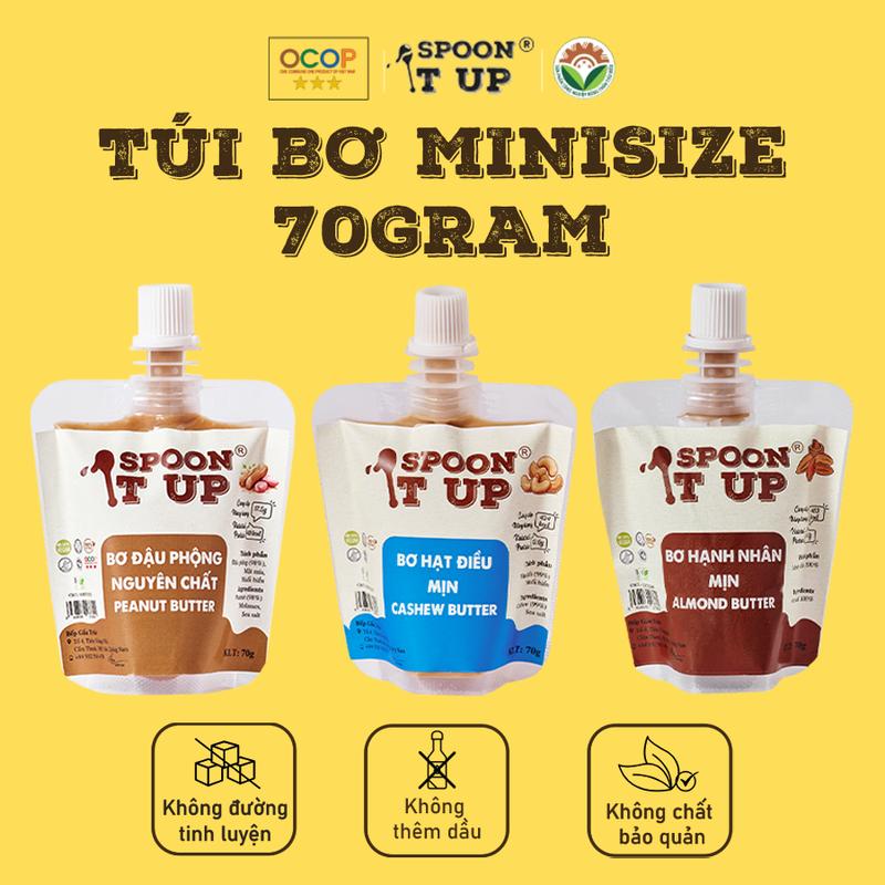 Túi Bơ Minisize Bơ Đậu Phộng, Bơ Hạt Điều 70g - Gói Nhỏ Tiện Lợi, Gọn Nhẹ, Giàu Dinh Dưỡng - Spoon It Up