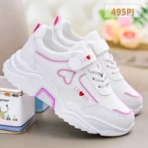 Sepatu Sneakers Anak Perempuan Motif Love Fashion Anak-anak Sekolah Sepatu Kets Putih Kids