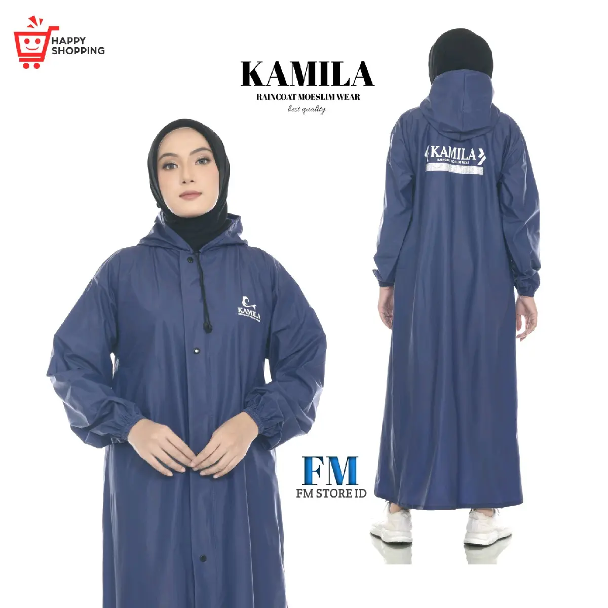 JAS HUJAN,RAINCOAT gamis anti rembes by KAMILA terbaik biru navy