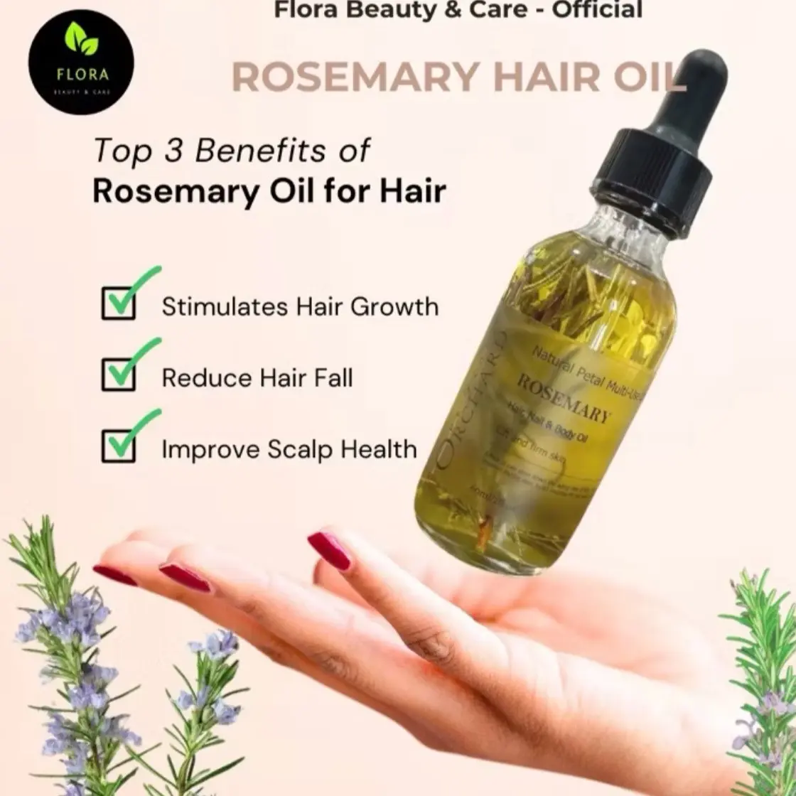 Minyak Rambut FLORA ROSEMARY untuk rambut gugur, pertumbuhan dan membaiki kerosakan rambut. Koko Haircare koala sarskin penumbuh ram