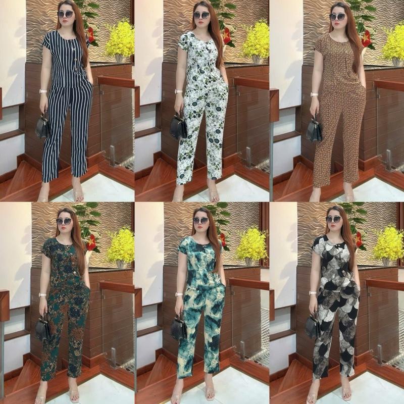 Set bộ vải lụa gồm áo và quần hoạ tiết sang trọng MK79-1T, đồ bộ người lớn tuổi 60 tuổi, đồ bộ big size