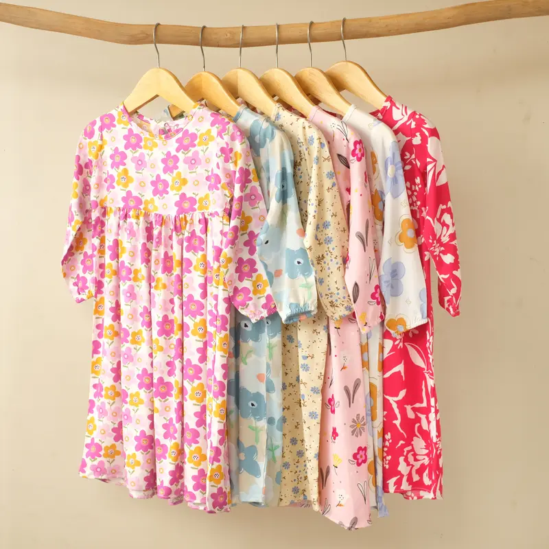 Set Gamis Anak Rayon - size 1 sampai 6tahun - Zunaira Set - Warna warna pastel 0