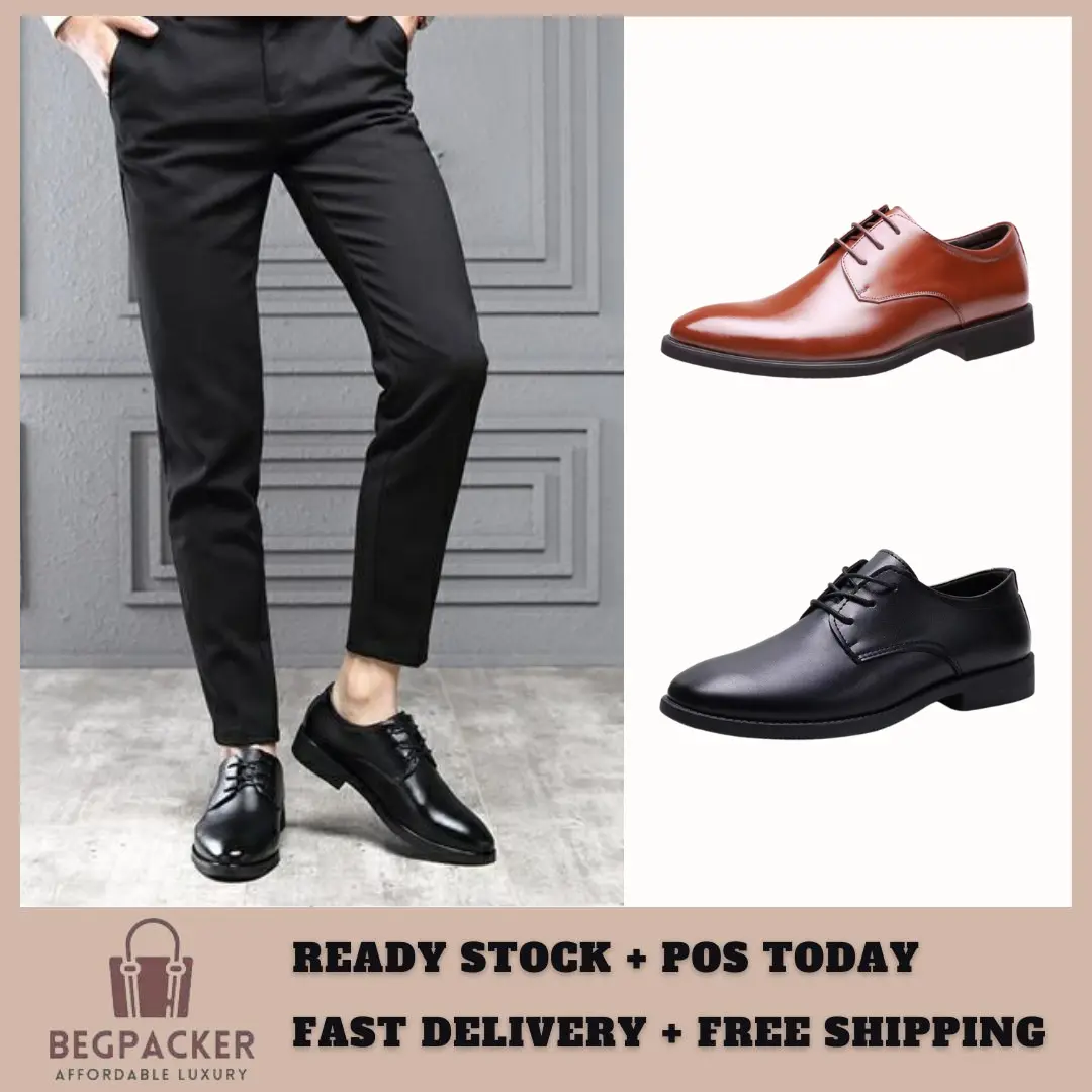 👜 BEGPACKER 👜 Men Shoes Kasut Lelaki Casual Fashion Oxfords PU Leather Lace Up Formal Dress Shoes