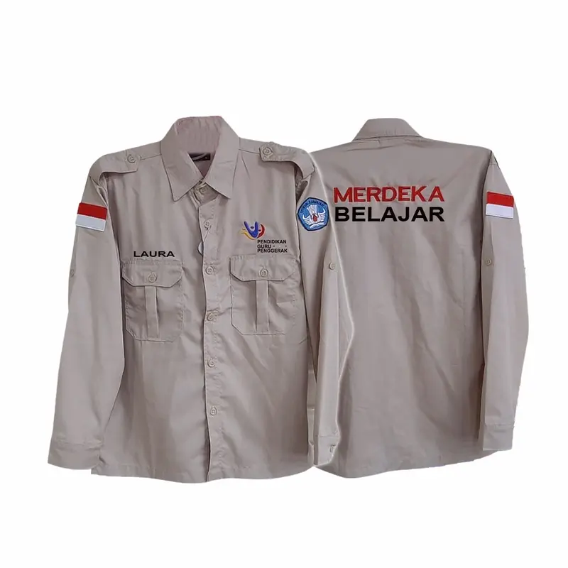BAJU SERAGAM MERDEKA BELAJAR KEMEJA PDH LENGAN PANJANG MERDEKA BELAJAR PDL MERDEKA BELAJAR SERAGAM PENDIDIKAN GURU PENGGERAK MERDEKA BELAJAR KEMEJA DRILL MERDEKA BELAJAR Bordir Sekolah 5