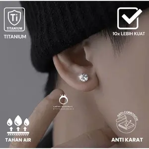 Anting Magnet Batu Berlian Permata Bahan TITANIUM Anti Karat Pria Wanita anting magnet pria