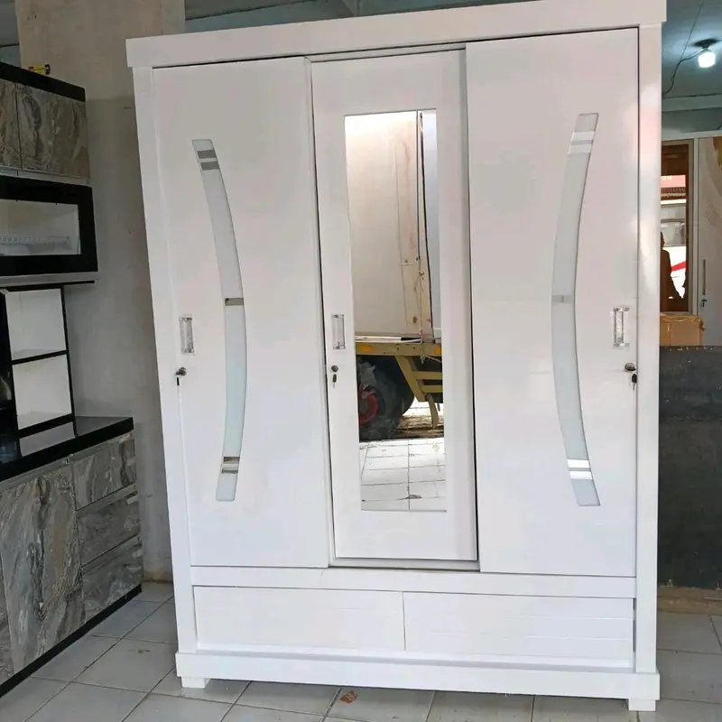 lemari 3 pintu sliding bahan bloktik cat duco tahan air jamur rayap 4