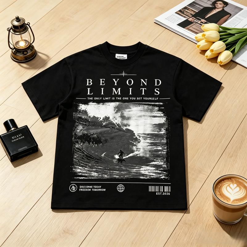 Áo Thun Nam Beyond Limits - Thiết Kế Độc Đáo Với Hình Ảnh Surfer - Chất Liệu…