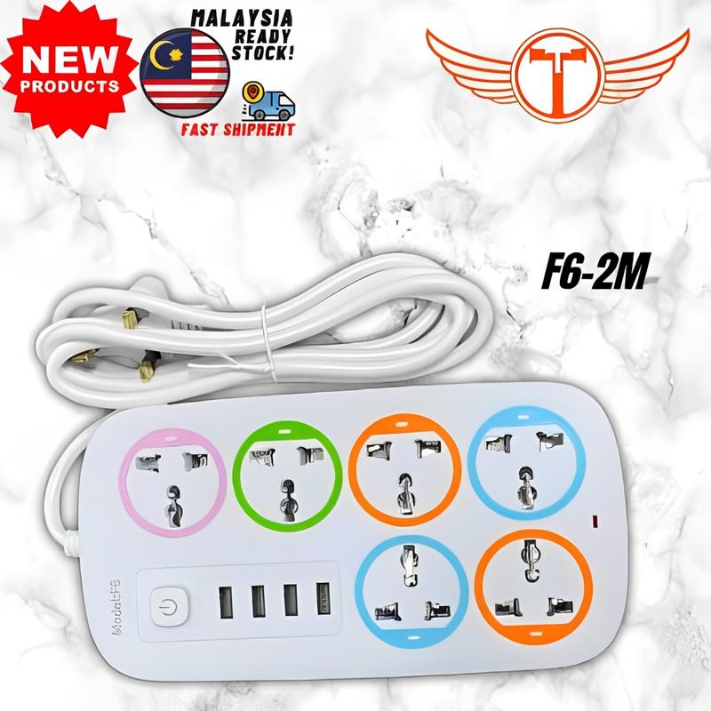 F6 Universal Extension Socket Plug Safety Multi Use Charging Port USB A ...