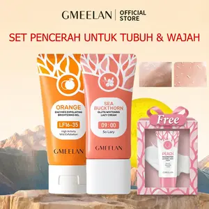 GMEELAN 4PCS Orange Exfoliating Gel + Gluta Lazy Cream + 24K Gold Body Soap BPOM+whitening cream