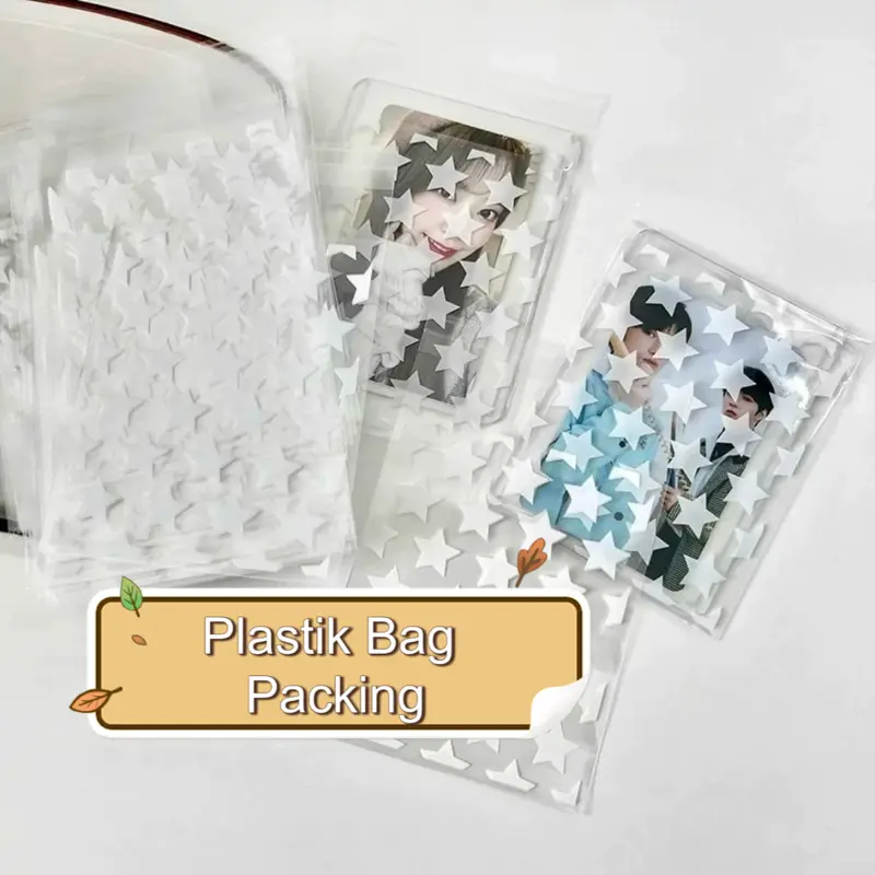 Plastik Photocard Star Sleeve 1 Pack Lucu Untuk PC Kpop Aksesoris Mini Motif Bintang Isi 50 LEMBAR Biru Kuning 4