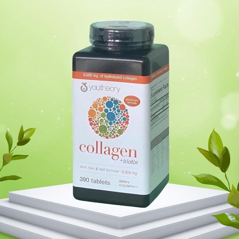 Viên uống Youtheory Collagen + biotin, hộp 390 viên, Mỹ, hỗ trợ sắc đẹp,DD