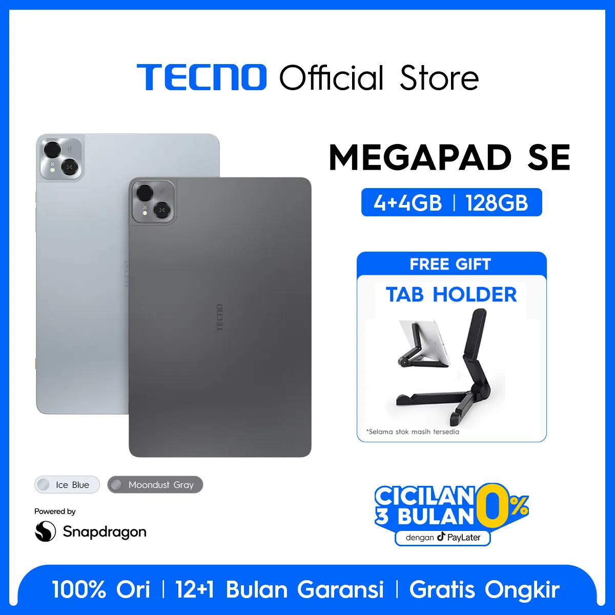 [NEW! SE SERIES] TECNO MEGAPAD SE 4+4GB*128GB, Qualcomm Snapdragon 685, 8000mAh, 11inch Eye Care FHD+, Hybrid Sim-Card,  TECNO AI, 4 speaker Dolby Atmos -megapadse
