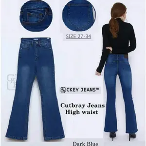 Ckey - Cutbray Jeans Wanita / Cutbray High Waist Dark Navy Stretch Celana