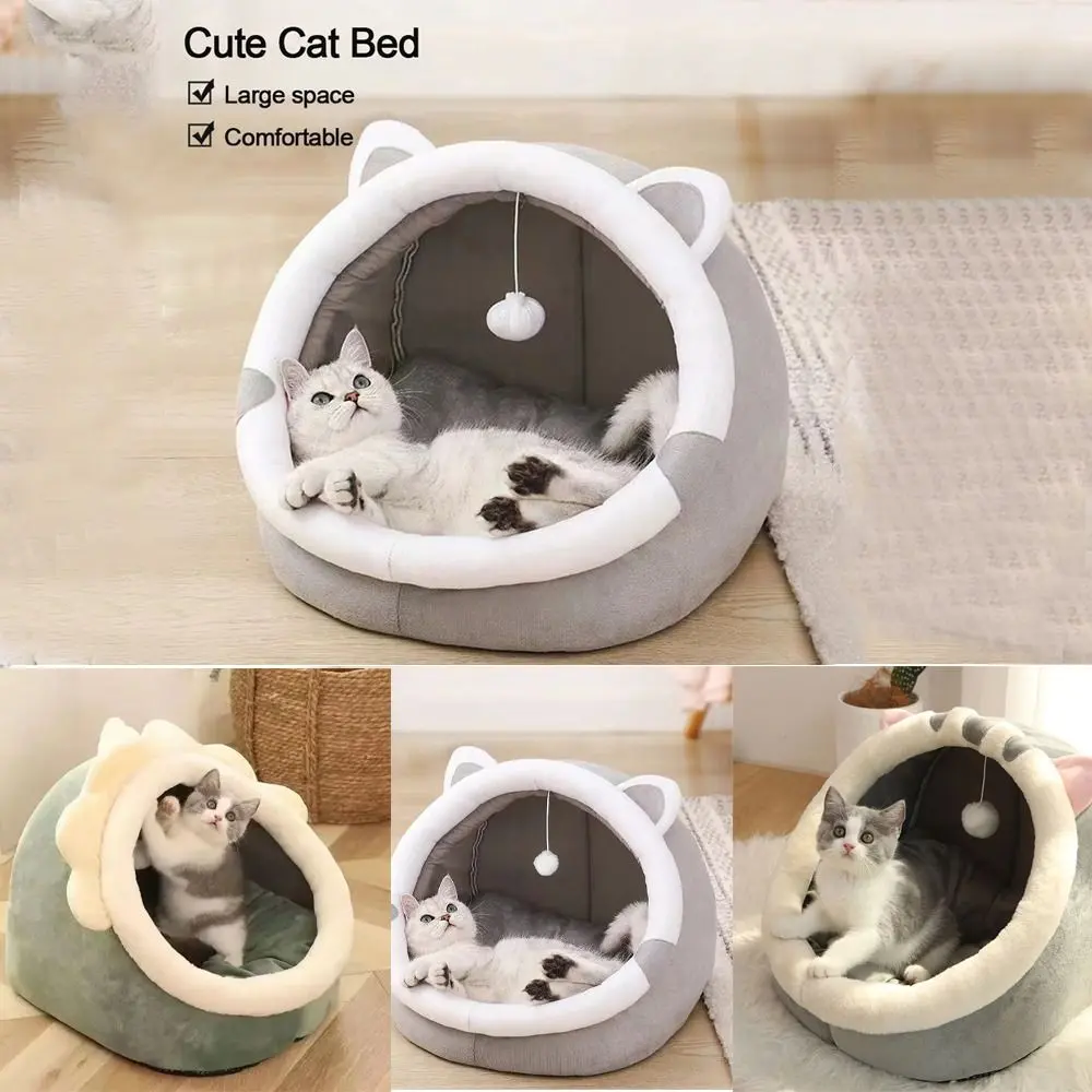 Creative Cushion Cat Sleeping Beds Kennel Washable Dog Warm Bed Semi Enclosed Dome Comfortable Small Animals House Tent Pet Supplies