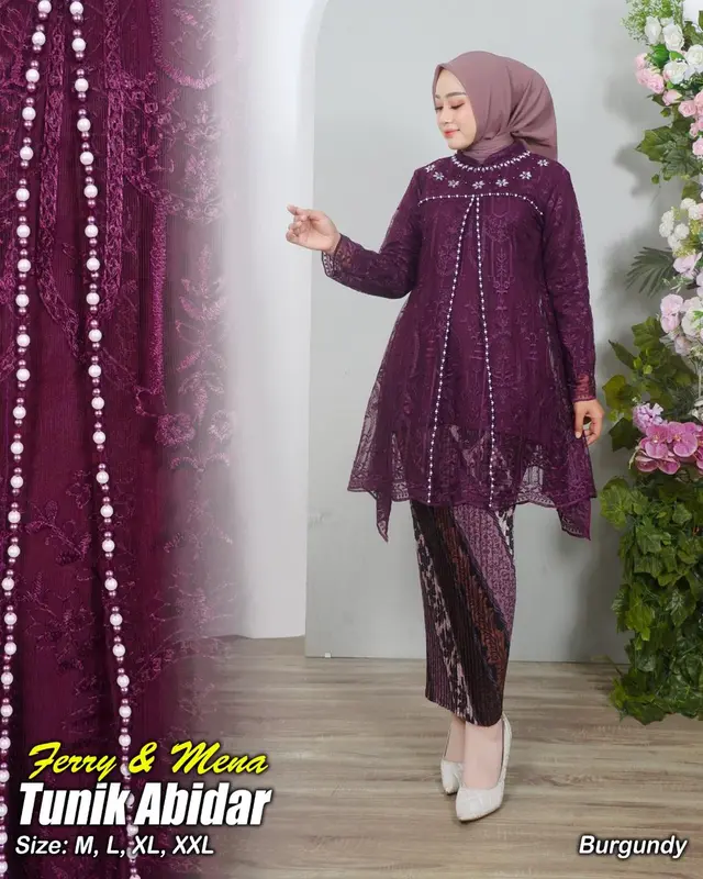 SET KEBAYA MODERN TUNIK ABIDAR PAYET BAJU SERAGAM PESTA ELEGAN KEBAYA KONDANGAN MEWAH KEKINIAN 5