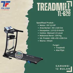 FENOMENAL! TOTAL FITNESS Treadmill Elektrik TL 629 2 fungsi, Alat Fitnes Lari Treadmill Listrik Multifungsi Murah