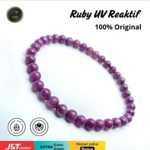 [RUBY UV REAKTIF] Premium Gelang Batu Ruby UV Reaktif HQ Elegan Bracelets 5mm dan 6mm