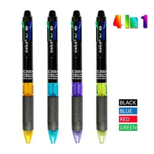 4pcs/set Creative 4 in 1 Multicolour Ballpoint Pen 0.7mm Black Blue Red Green Ball Pen Office School Marking Pen Cute Stationery