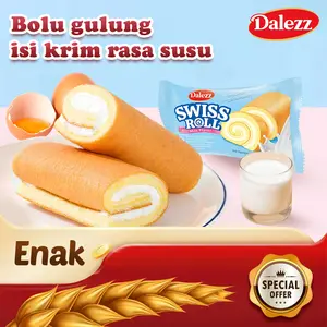 Dalazz Kue Gulung Lembut Rasa Susu | Swiss Roll Halal | Camilan Lembut dan Manis | Snack Keluarga 18g/Pack