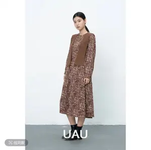 LUMI-Dress wanita temperamen bunga gaun selendang mode kasual lengan panjang gaya ramping 6373003