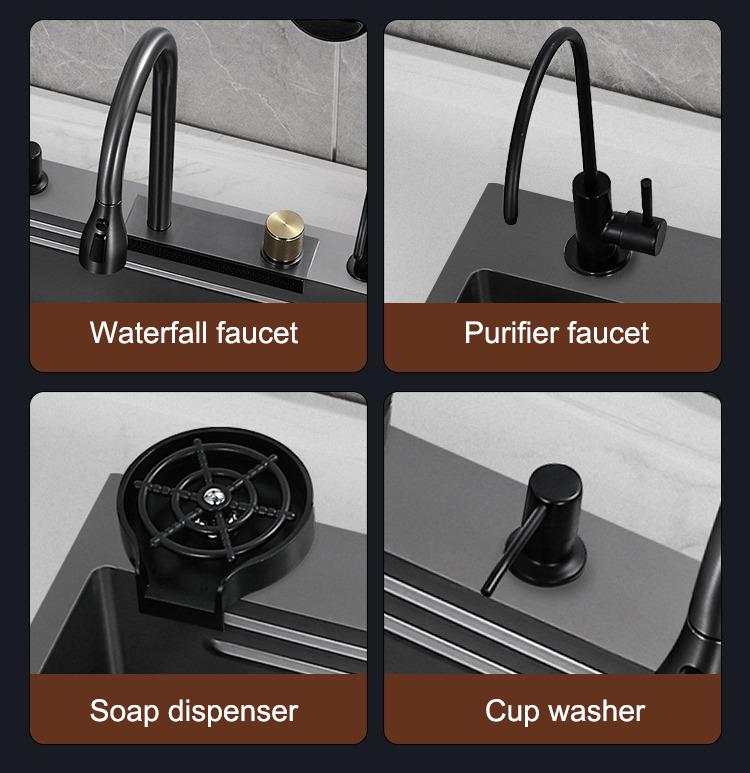 Product Introduction of Kitchen sink 304 stainless steel waterfall sink large-capacity single bar sink 20