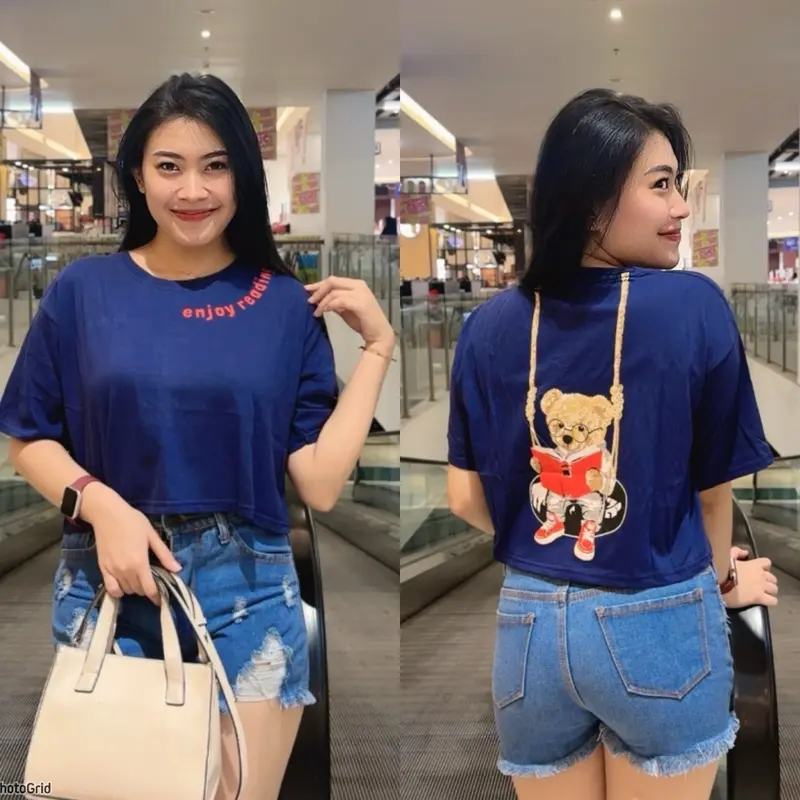 Berdikari Collection Kaos Crop Top Oversize Wanita Bahan Katun Premium Motif Fullprint 1