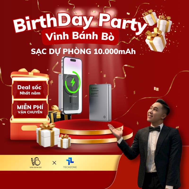 TECHZONE x VINHBANHBO Pin Sạc Dự Phòng Không Dây Dung Lượng 10000mAh Tích Hợp Sạc Từ Tính Cho Nhiều Thiết Bị Điện Thoại