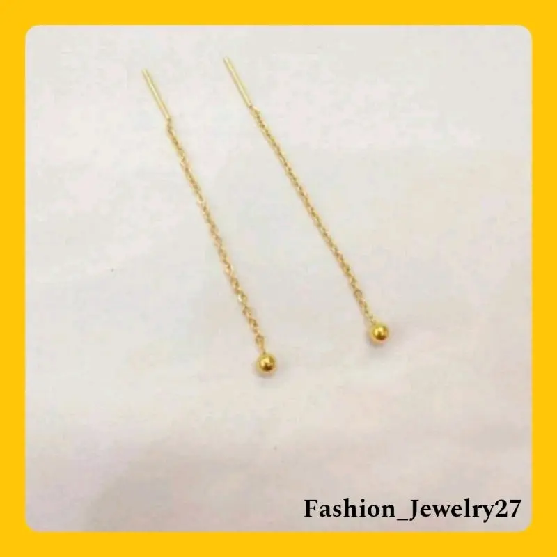 new anting jurai wanita titanium panjang 5 cm 7 cm dan 10 cm boba polos anti karat 2