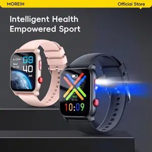 【Jam tangan layar persegi dengan senter】MoreinWear S1plus Smartwatch, dilengkapi layar besar 1,83 inci:Jam tangan layar persegi yang klasik dan modis,dilengkapi dengan senter dan lampu deteksi uang,tahan air IP68,mendukung wallpaper kustom, Bluetooth