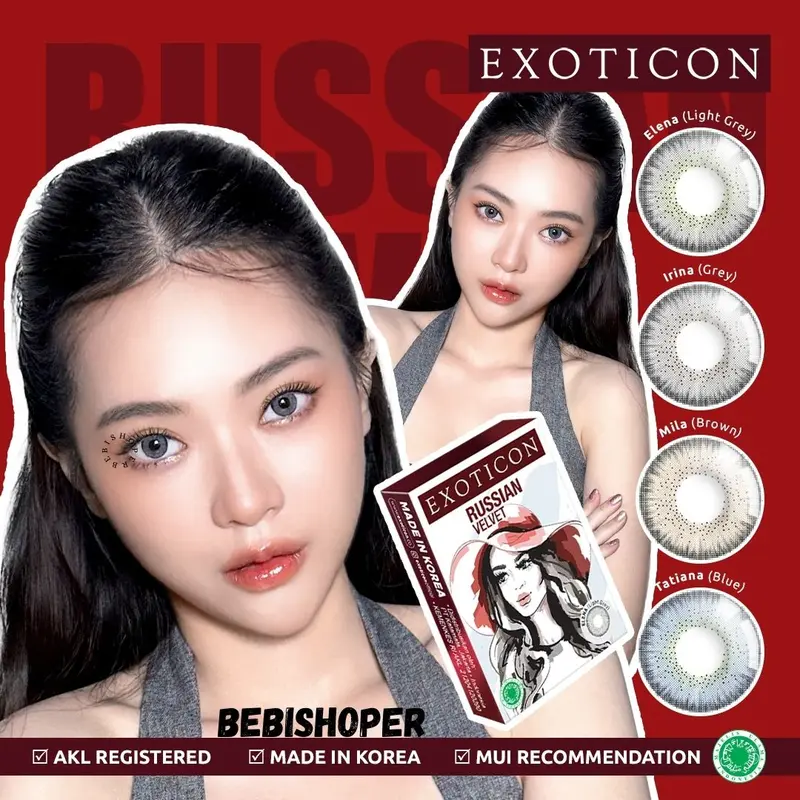 X2 RUSSIAN VELVET NORMAL & MINUS (-0.50 s/d -6.00) / softlen/ softlense / emoticon Lensa Kontak / BS SOFTLEN Eye Softlens 5