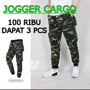 Jogger Cargo Doreng 3 Pcs 100 Ribu - Celana Jogger Pria Wanita Celana Army Celana Sport Running Joging Panjang training