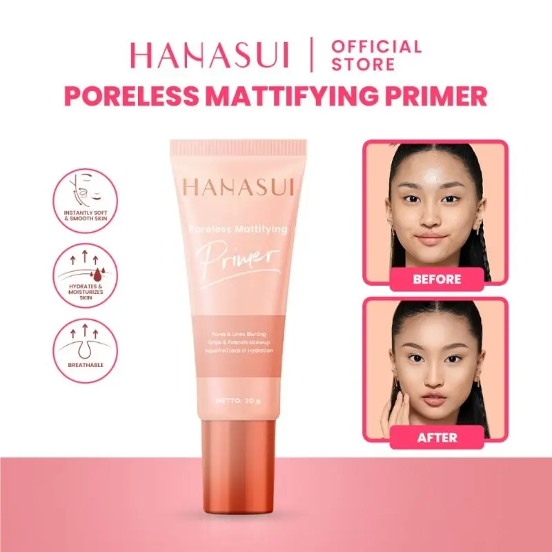 Primer HANASUI PORELESS MATTIFYING 20GR untuk Wajah Halus & Matte Cushion