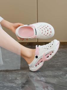 レディース厚底クロッグサンダル、通気性のある透かしデザインの2WAYスライドシューズ、滑りにくい・高め仕様のカジュアルアウトドアシューズ（日常使い向け）