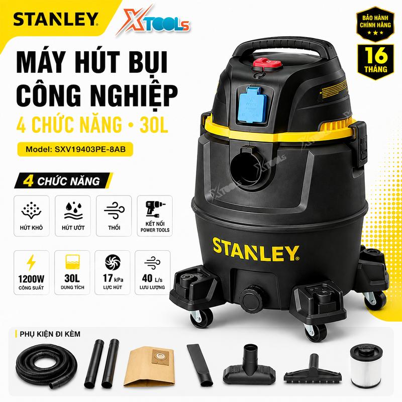 Máy hút bụi siêu mạnh 4 chức năng hút khô, ướt, thổi bụi và kết nối thiết bị…