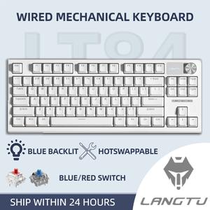 LANGTU LT84 White Mechanical Keyboard Wired LOGO Screen 5Pin Hotswappable White Backlit  Keyboard