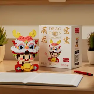 GOO MOON mainan balok nano block CLC Dragon Boy - Lion girl 2024 Koleksi Imlek Puzzle Block Brick Edisi Tahun Naga 1