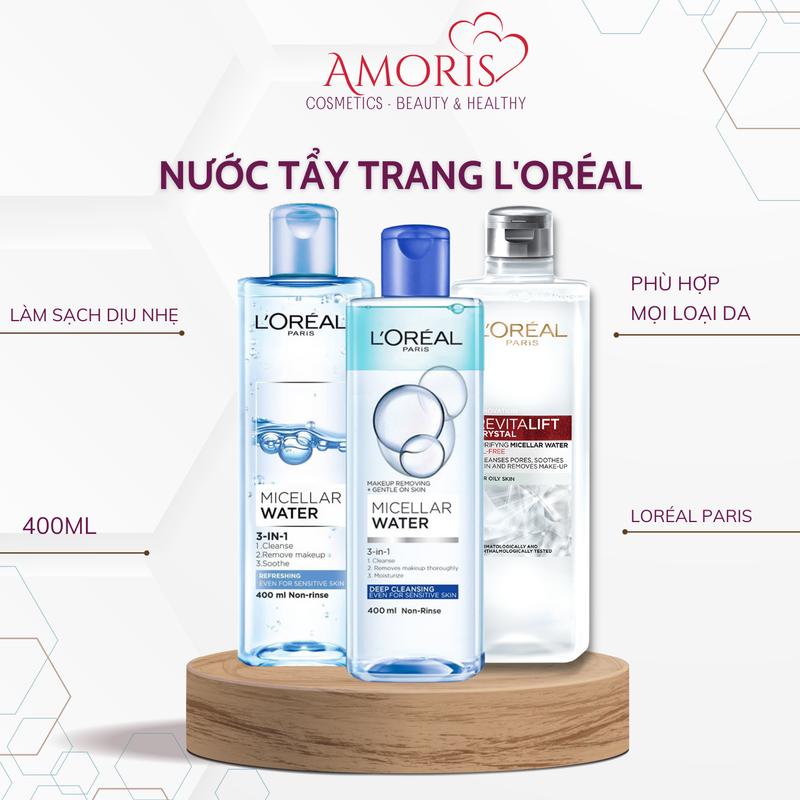 [CHÍNH HÃNG] Nước Tẩy Trang L'Oreal 3-in-1 Micellar Water Hỗ Trợ Làm Sạch, Dưỡng Ẩm Cho Mọi Loại Da 400Ml
