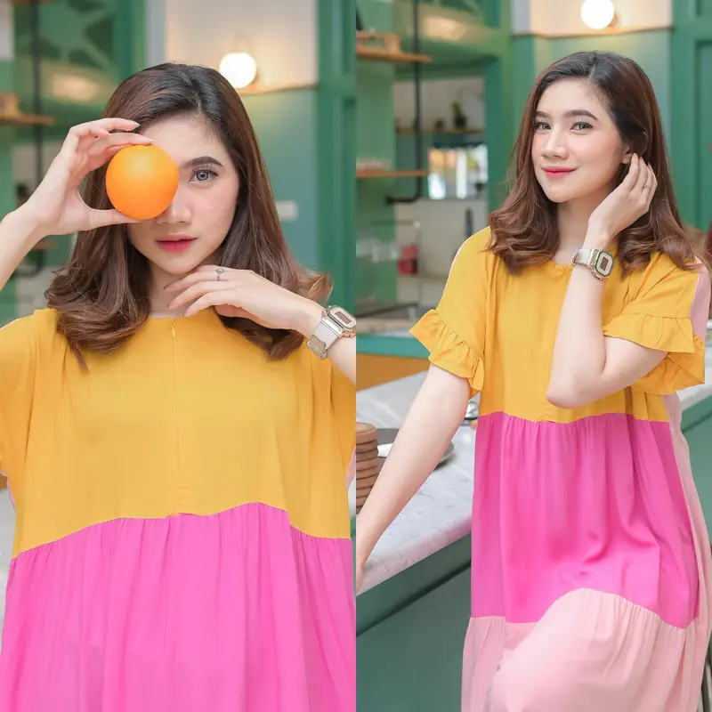 Seiramode - Icecream Daster Remaja Midi Dress Lolipop Busui Resleting Terbaru Kekinian 2025 Jumbo baju Ibu Hamil Lengan pendek 0