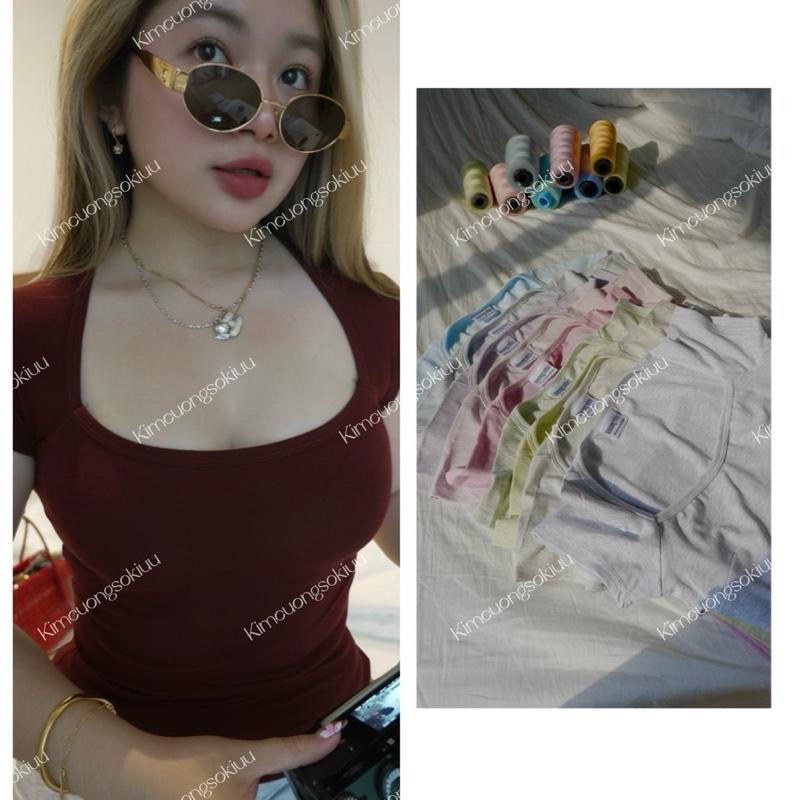 Áo cúp cải tiến dáng thắt eo kimcuongsokiuu bộ sưu tập hè hạt - Form dáng dài ôm siết vào body