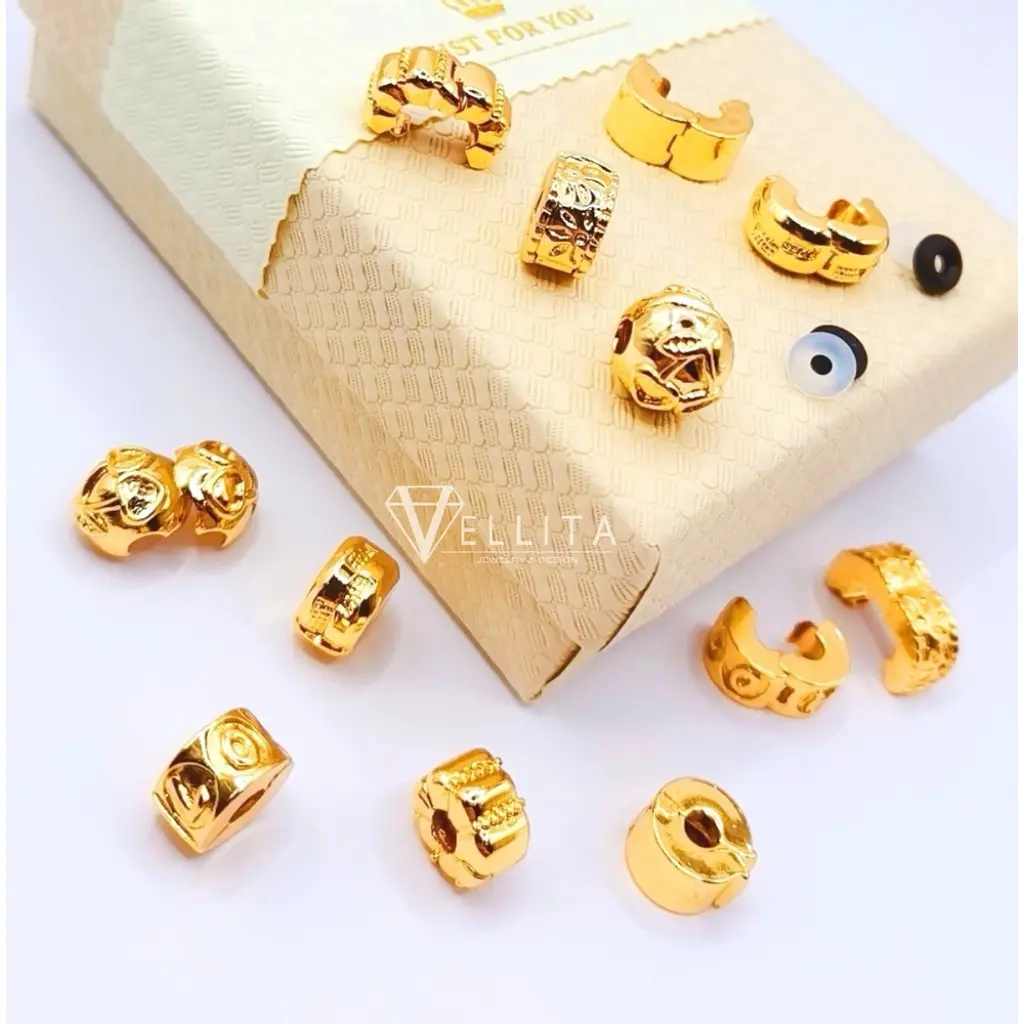 [VJ]Stopper <C10> Accessories Charm 999.9 Bangkok Gold Plated - Pair {Stopper Sepasang}
