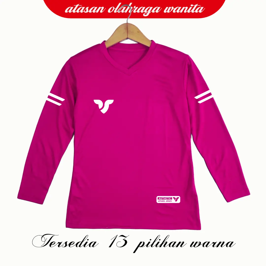 Baju Olahraga Atasan Wanita Lengan Panjang Kaos Jersey Dry Fit Running Zumba Lari Yoga Senam Fitness Volly Futsal Sport dll..