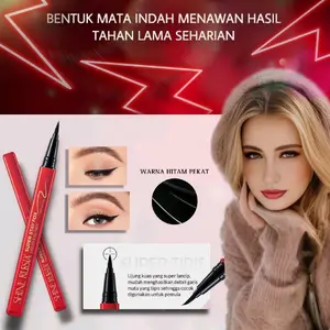 Shine Russia + EYELINER SUPER STAY FOX LIQUID dengan Ujung Kuas Super Tipis, Waterproof & Sweatproof Membuat Tahan Lama Hingga Seharian dengan Warna Intens Hitam Pigmented Memberikan Detail Pada Mata