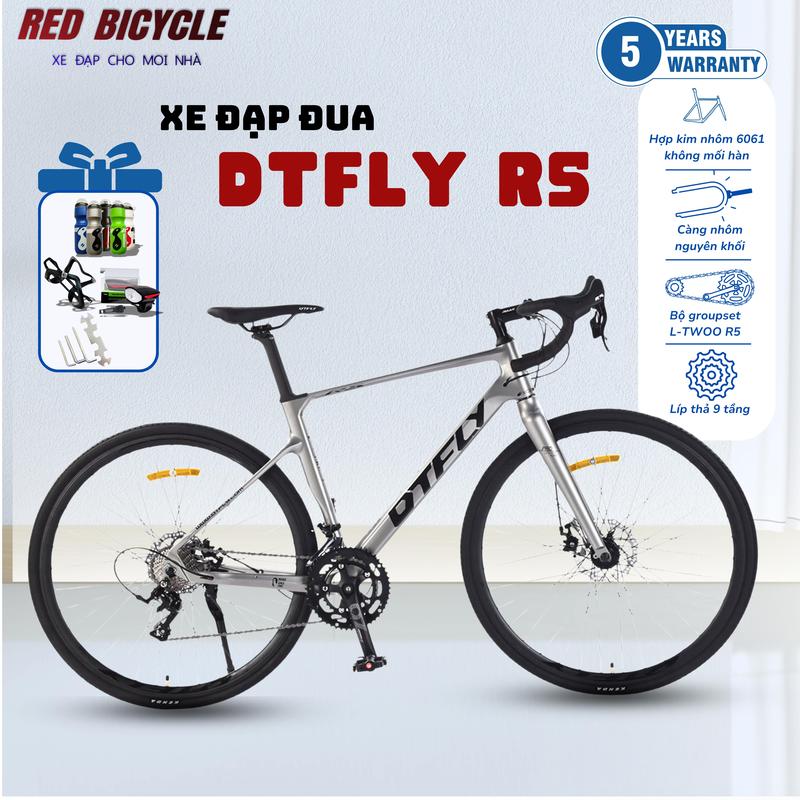  Xe Đạp Road Đua DTFLY R5 Khung Càng Nhôm Đúc- Tay Đề Lắc L-TWOO R5- Líp thả 