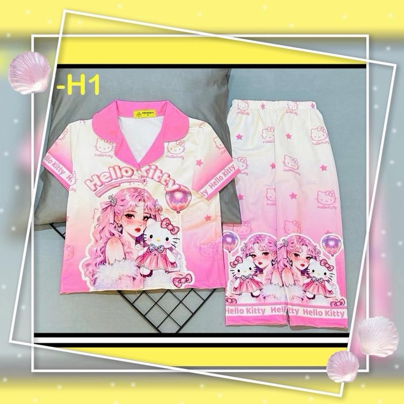 MÃ A107 BỘ PIZAMA TAY NGẮN QUẦN DÀI CHO BÉ GÁI CHẤT THUN LẠNH 3D CO DÃN 4 CHIỀU ĐỦ SIZE 12-45kg