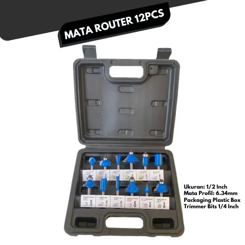 Mata Profil Kayu 1/4" Set 12pcs BELTER Mata Router Trimmer Bit 0